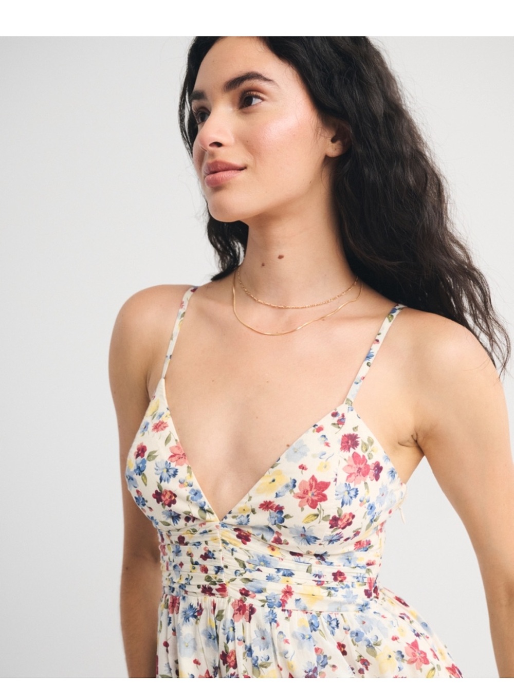 Abercrombie & Fitch Floral Bra-Free Tie-Back Flowy V-Neck Maxi Dress - Picture 4 of 4